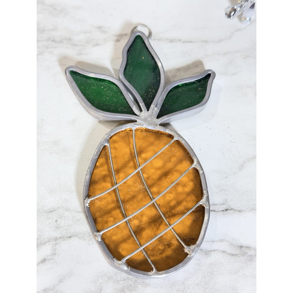 Stained Glass Pineapple Sun Catcher Window Ornament 5x3 (A3180)
